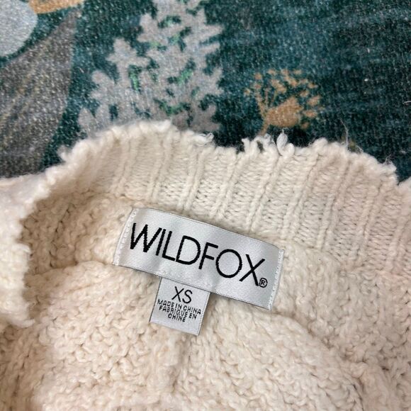 Wildfox Sweater Womens XS White Ivory Knit Braided Distressed Logan Pullover - Picture 2 of 10